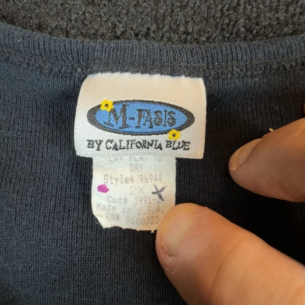 Vintage Women's Black Graphic‎ M. Fasis By California Blue Size 2XL